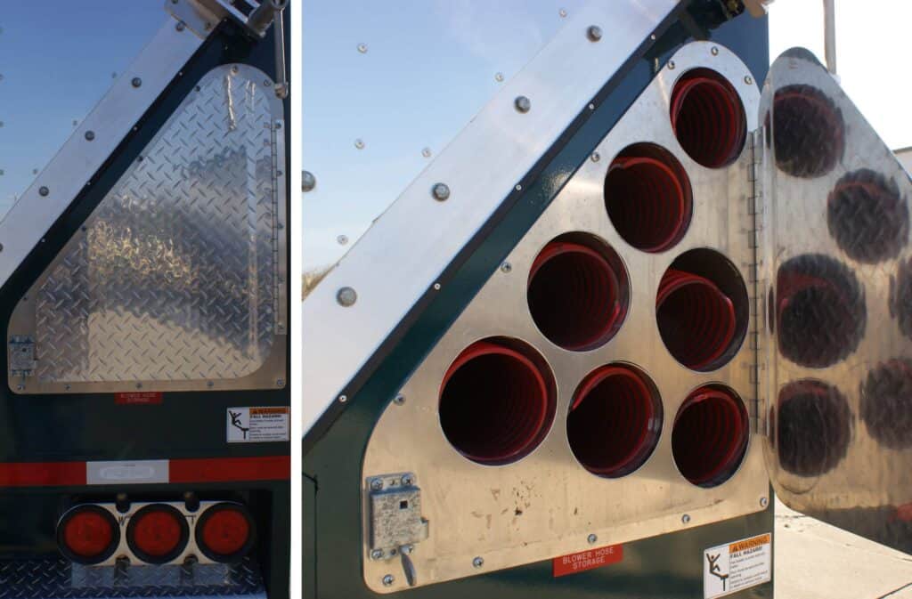 Express Blower truck hose storage system